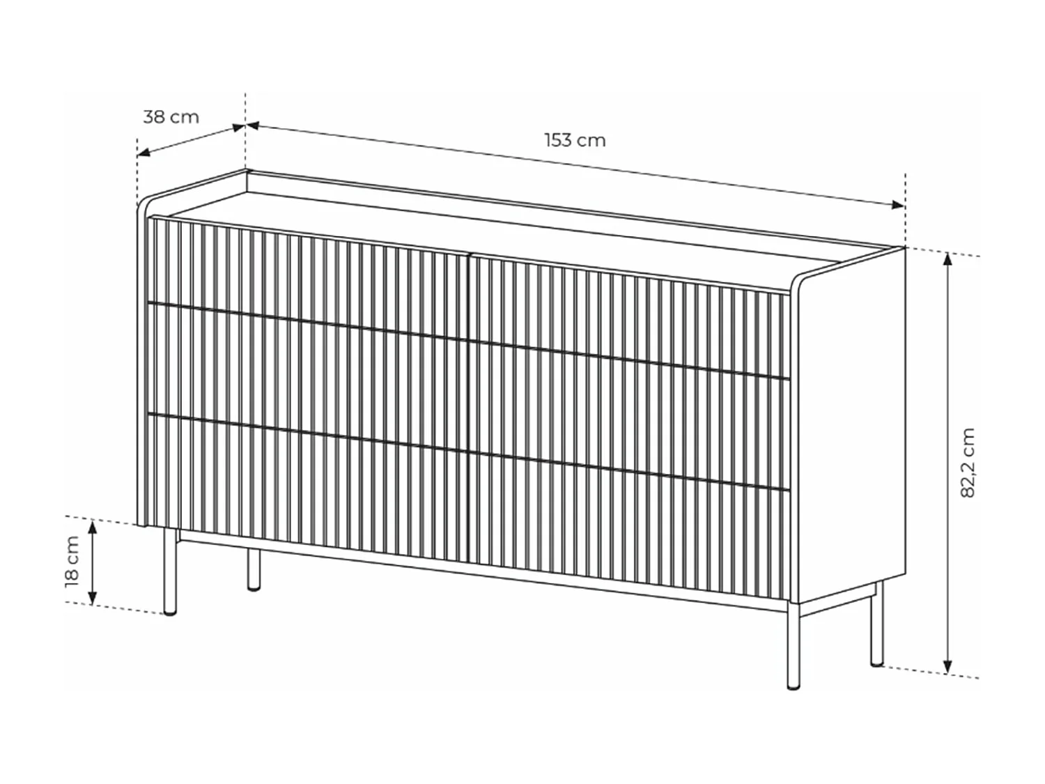 Commode - 153 cm - 6 tiroirs - grège - LIWELO