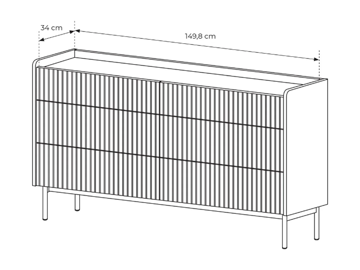 Commode - 153 cm - 6 tiroirs - grège - LIWELO