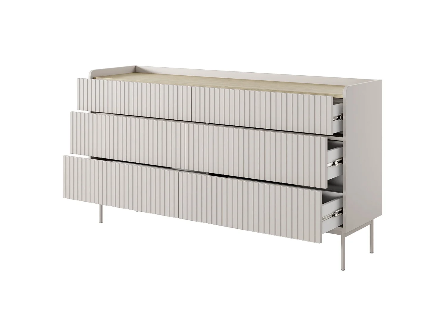 Commode - 153 cm - 6 tiroirs - grège - LIWELO