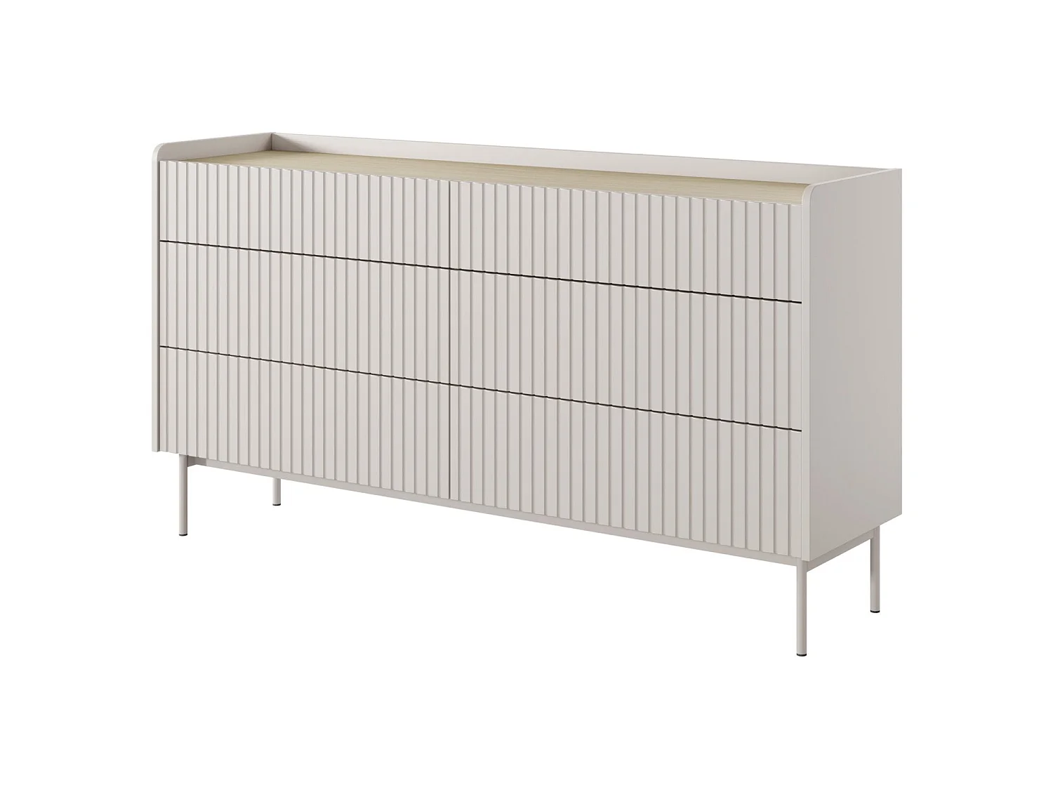 Commode - 153 cm - 6 tiroirs - grège - LIWELO