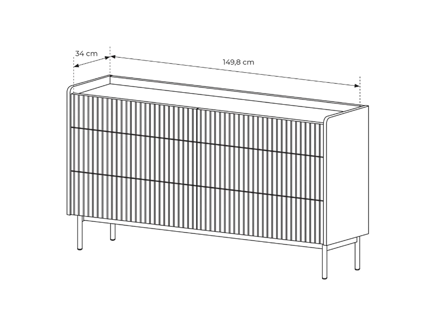 Commode - 153 cm - 6 tiroirs - grège - LIWELO