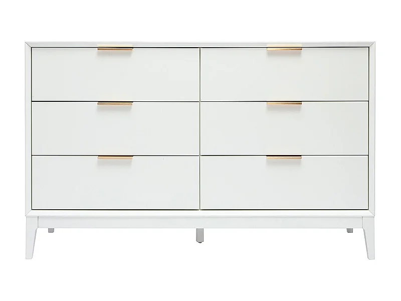 Cómoda blanca mate y metal dorado 6 cajones L120 cm GIANA