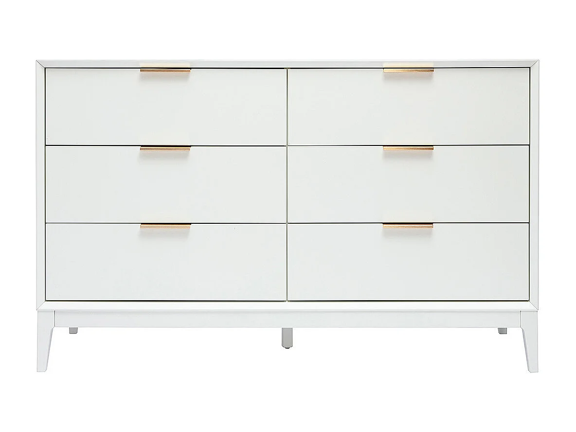 Cómoda blanca mate y metal dorado 6 cajones L120 cm GIANA