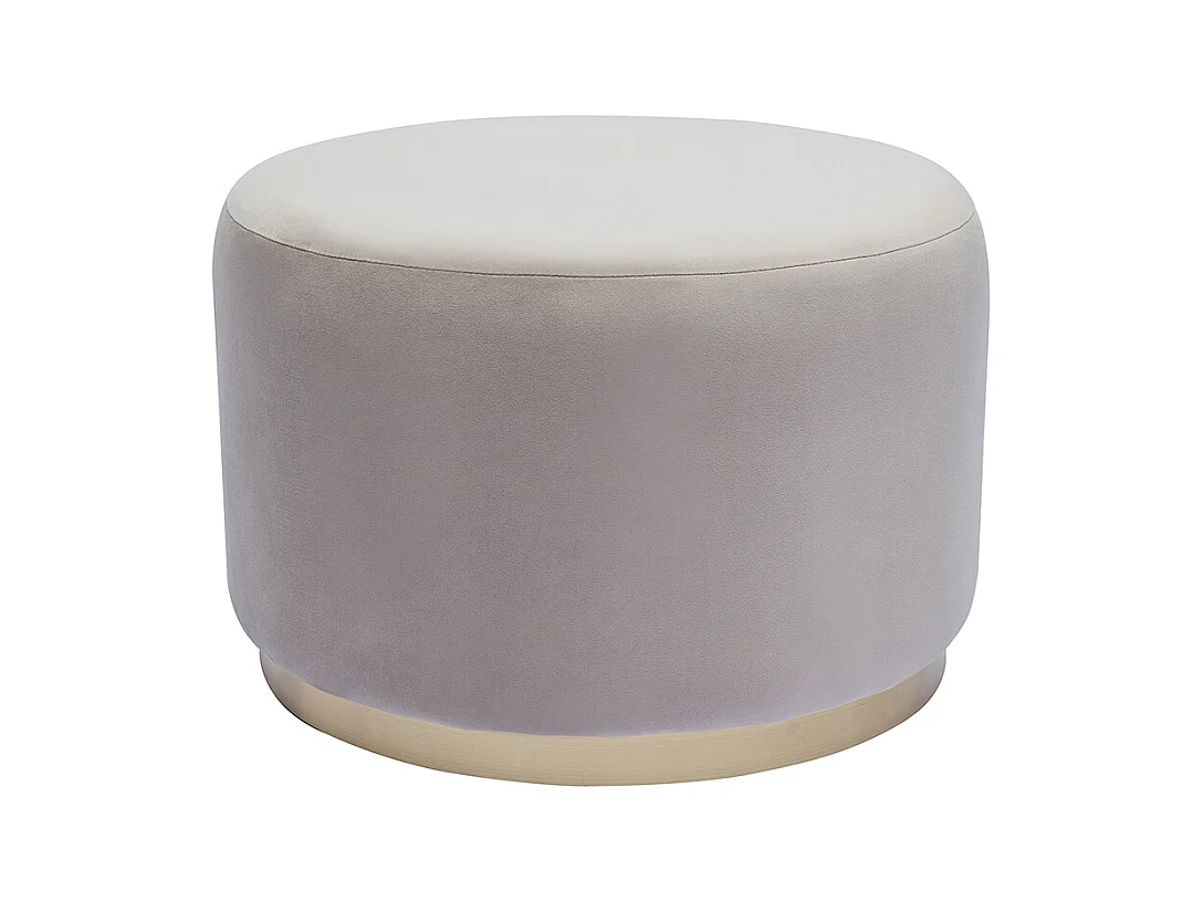 Pouf rond en velours taupe et métal doré D54 cm AMAYA