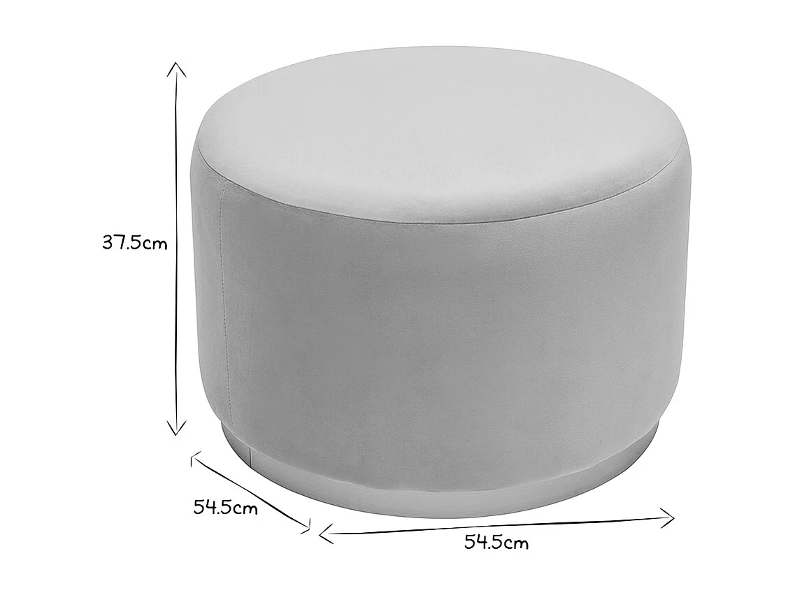 Runder Samt- und goldenes Metallpouf in Taupe D54 cm AMAYA