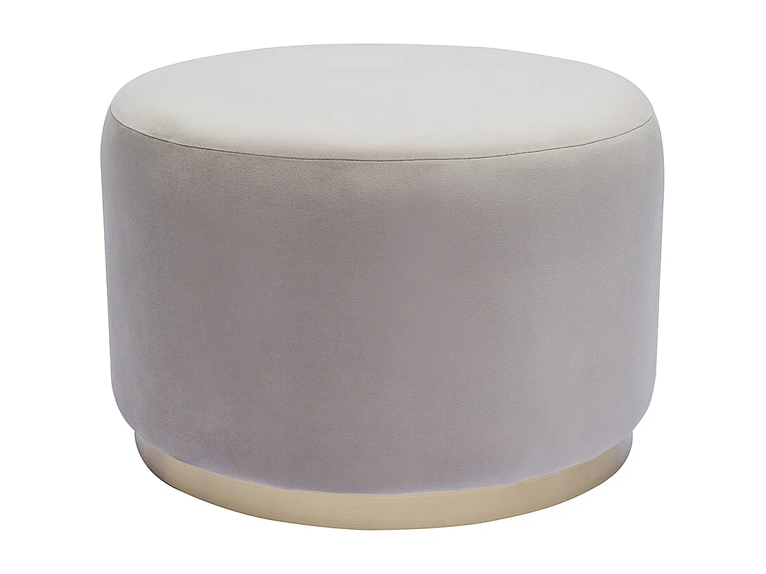 Puf redondo de terciopelo taupe y metal dorado D54 cm AMAYA