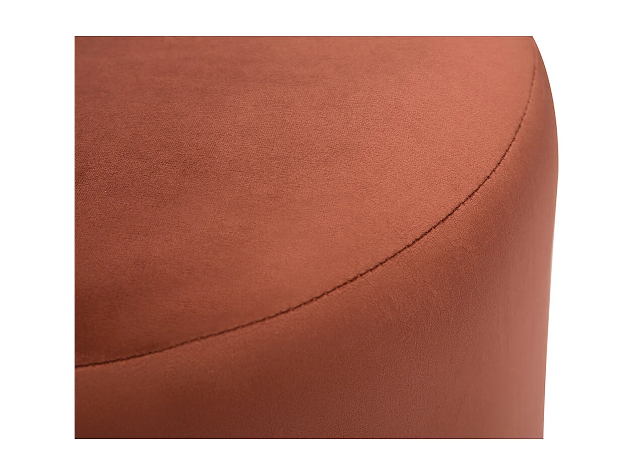 Pouf rond en velours rouge tomette et métal doré D40 cm AMAYA