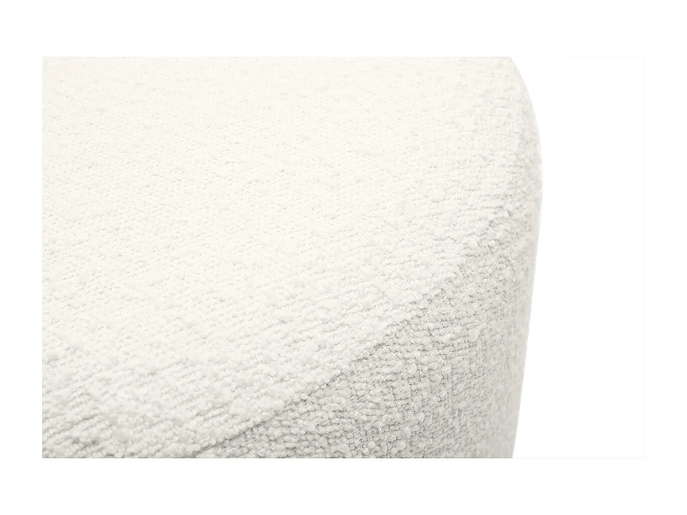 Pouf rond en tissu effet laine bouclée blanc cassé et métal doré D54 cm AMAYA