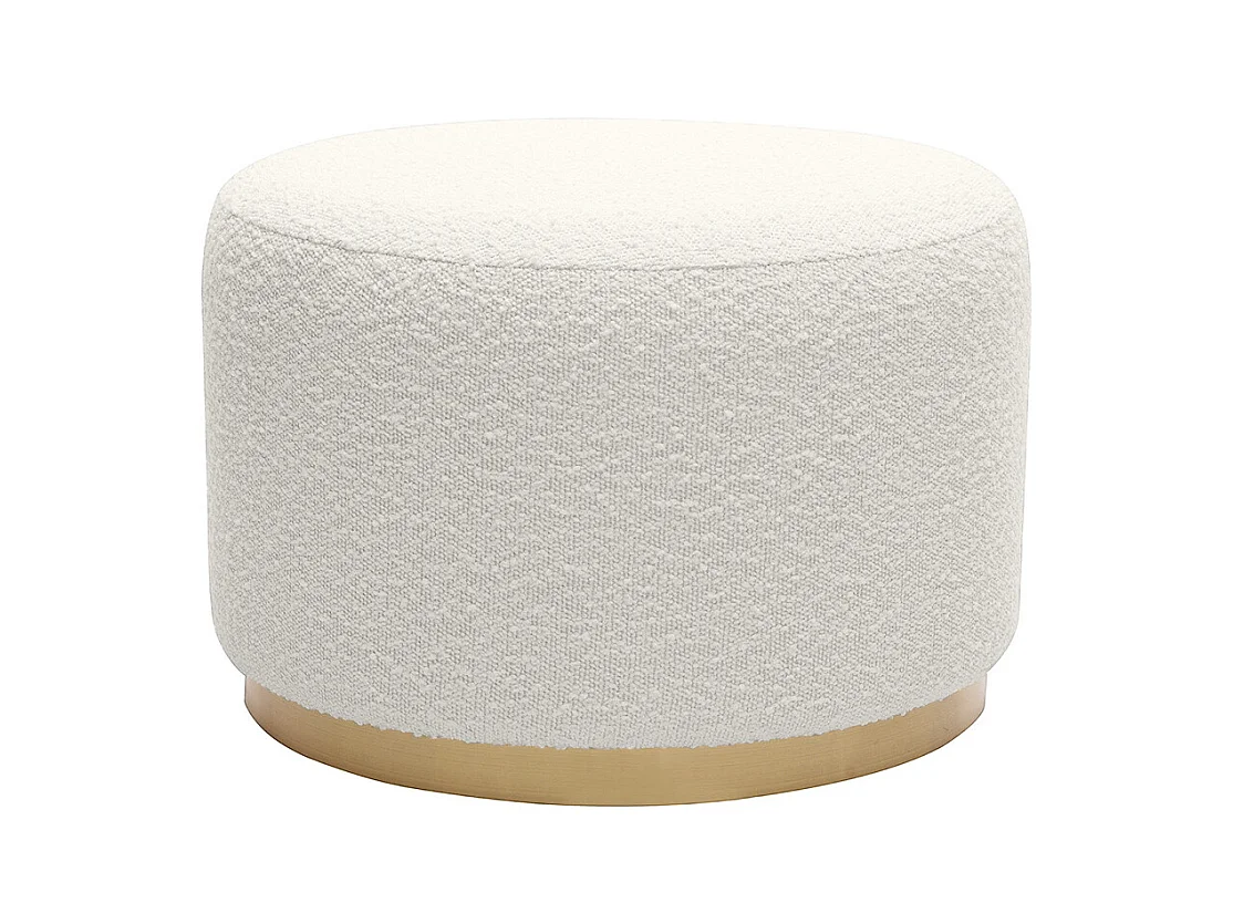 Pouf rond en tissu effet laine bouclée blanc cassé et métal doré D54 cm AMAYA