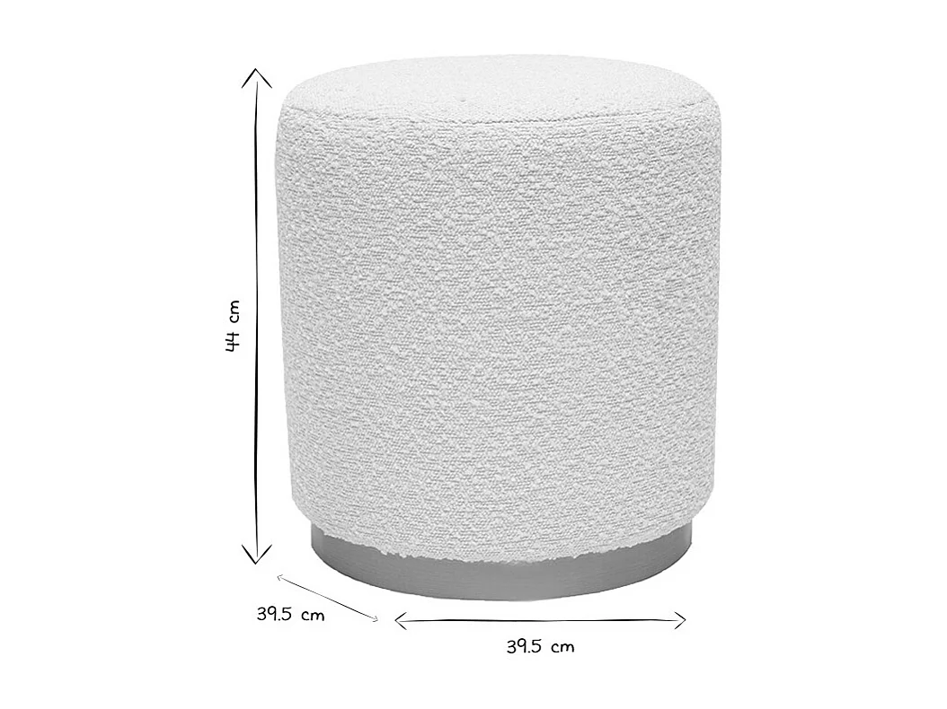 Pouf rond en tissu effet laine bouclée blanc cassé et métal doré D40 cm AMAYA
