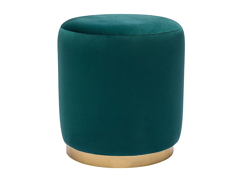 Runder Samt-Pouf in petrolblau und goldfarbenem Metall D40 cm AMAYA