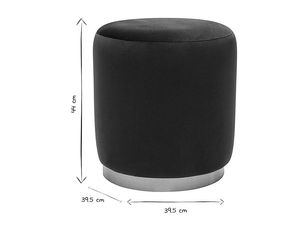 Pouf rond en velours bleu pétrole et métal doré D40 cm AMAYA