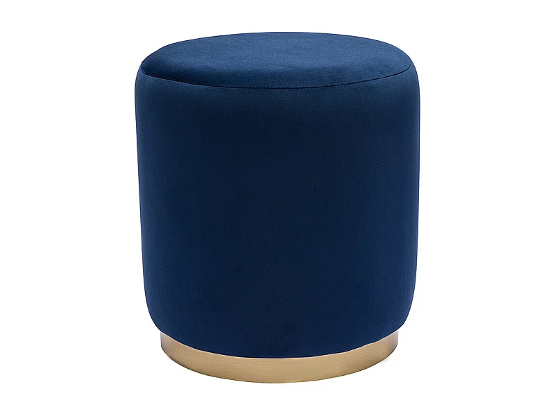 Puf rotondo in velluto blu navy e metallo dorato D40 cm AMAYA