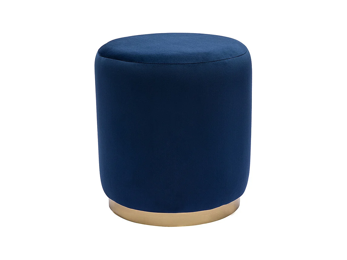 Runder Samtpouf in Marineblau und goldener Metallstruktur D40 cm AMAYA