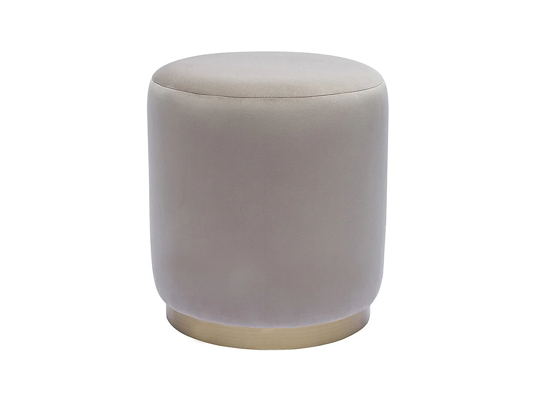 Pouf rond en velours taupe et métal doré D40 cm AMAYA
