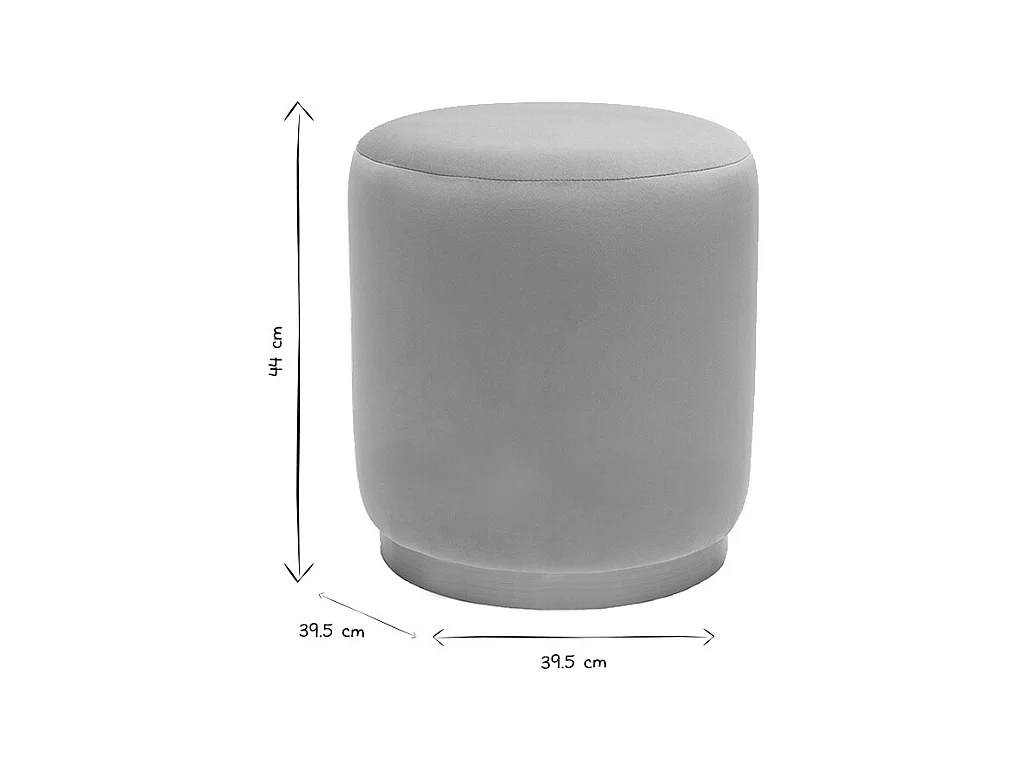 Runder Samtpouf in Taupe und Goldmetall D40 cm AMAYA