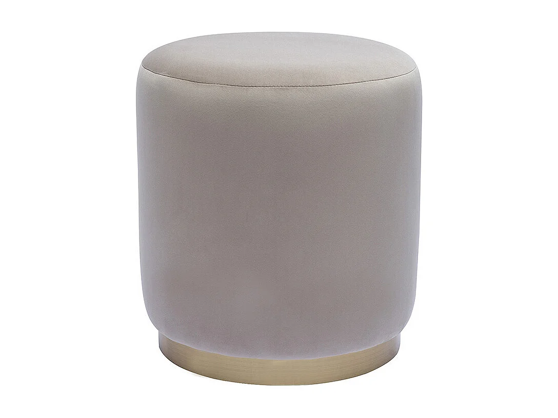 Runder Samtpouf in Taupe und Goldmetall D40 cm AMAYA