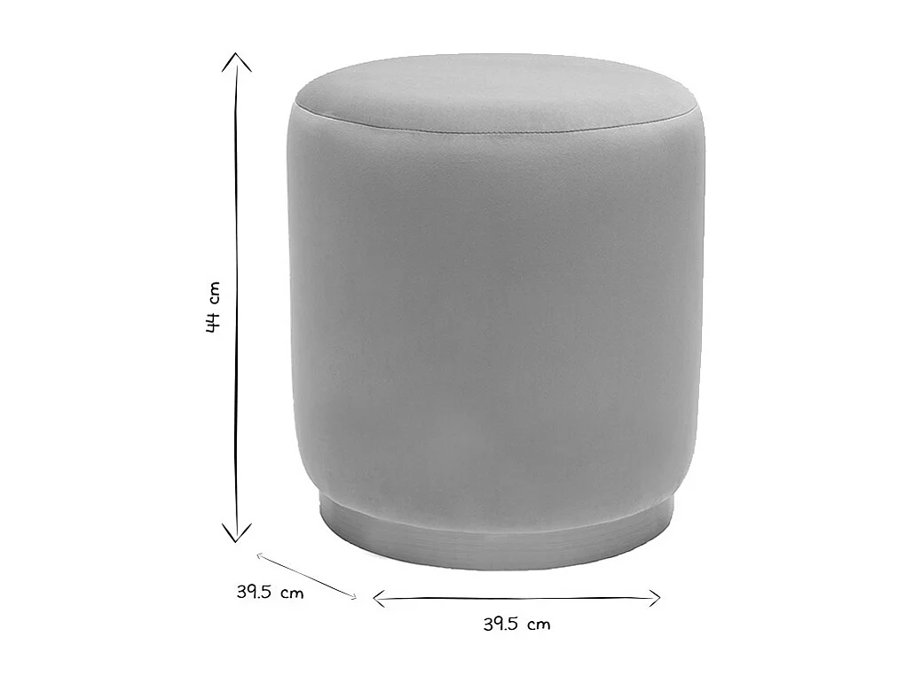 Runder Samtpouf in Taupe und Goldmetall D40 cm AMAYA