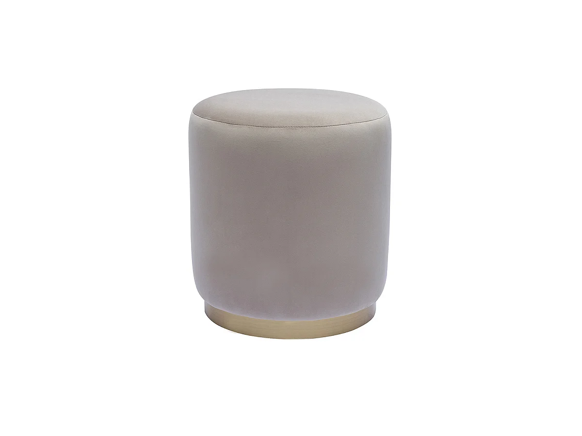 Pouf rond en velours taupe et métal doré D40 cm AMAYA