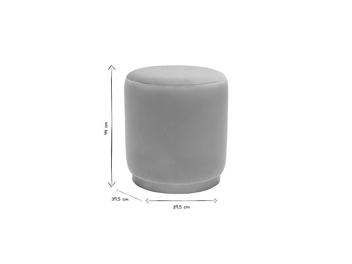 Pouf rond en velours taupe et métal doré D40 cm AMAYA