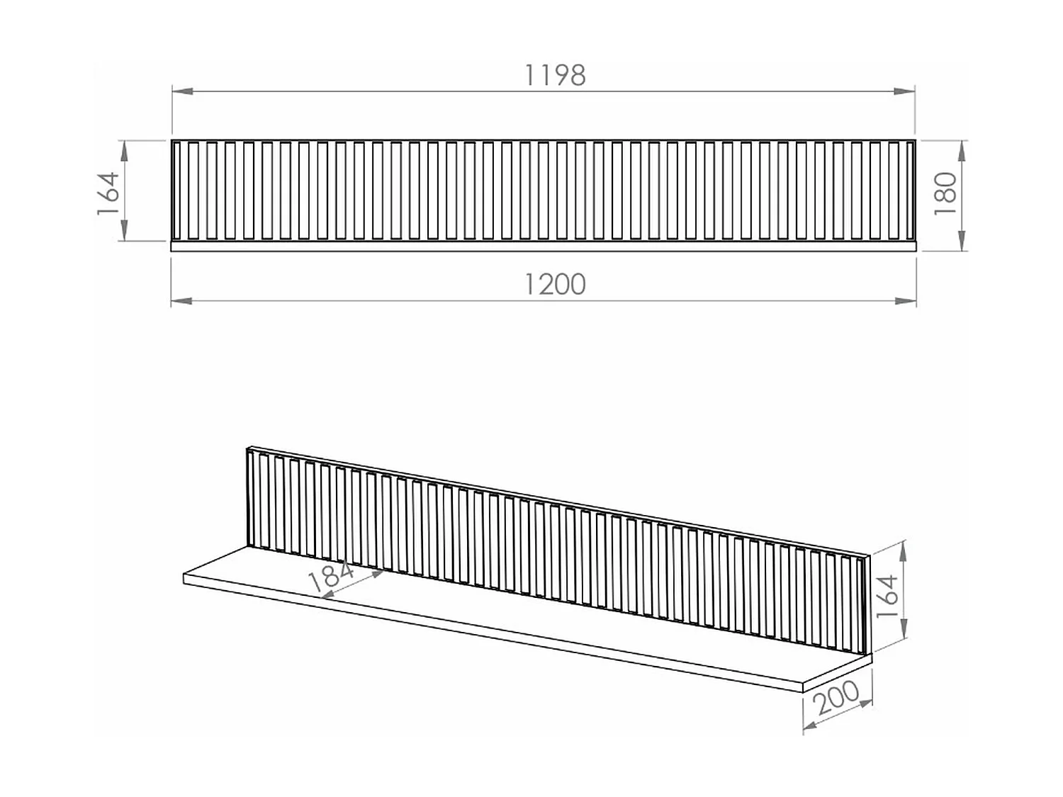 Étagère murale - beige avec lamelles décoratives - 120 cm - CALETTO