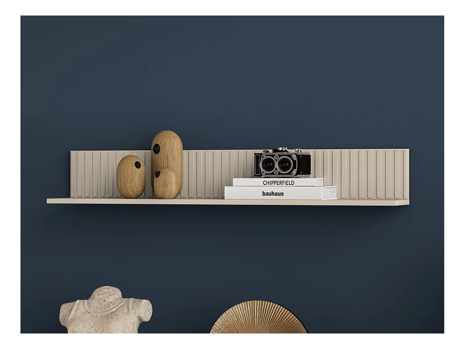 Étagère murale - beige avec lamelles décoratives - 120 cm - CALETTO