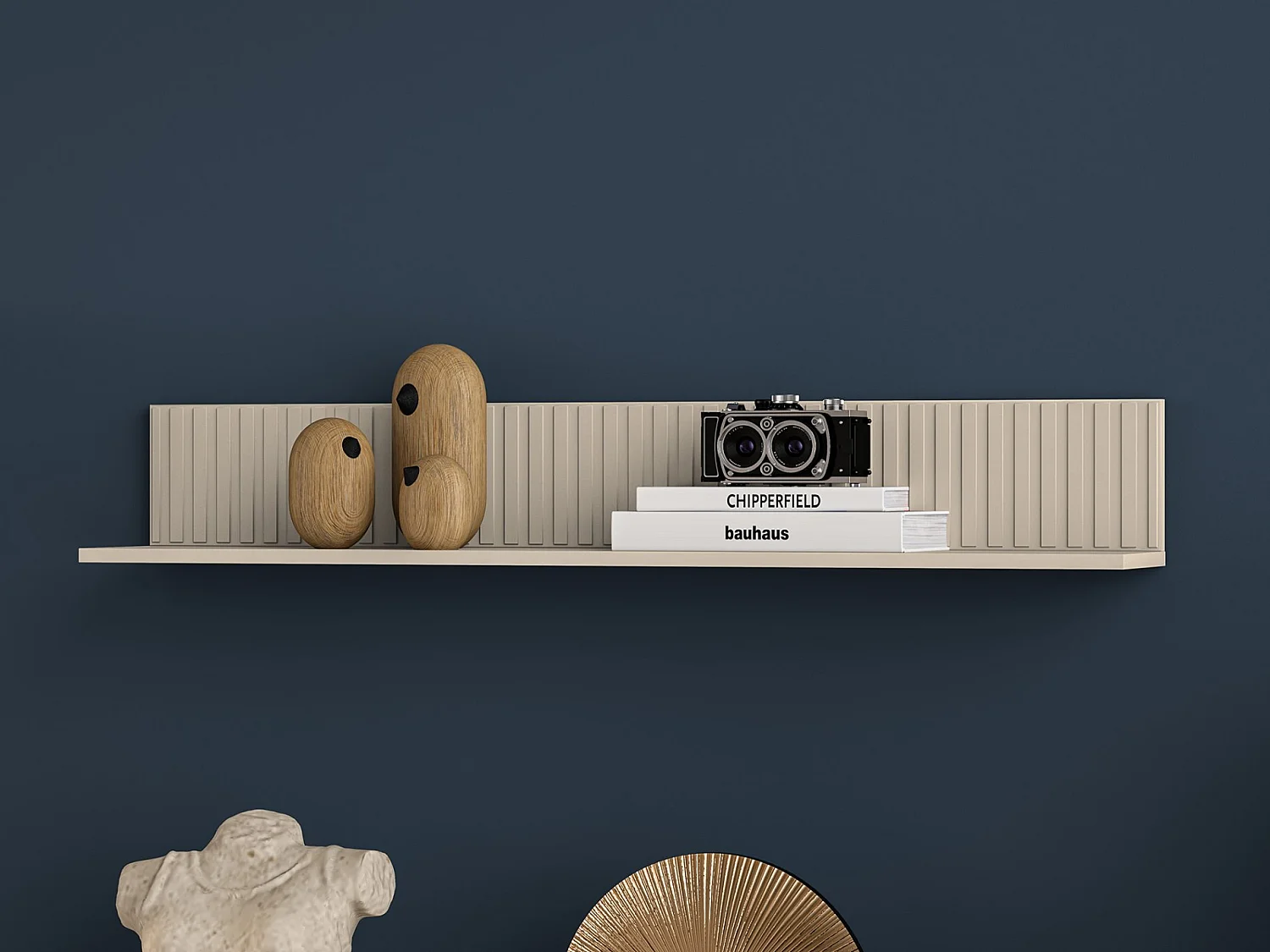 Étagère murale - beige avec lamelles décoratives - 120 cm - CALETTO