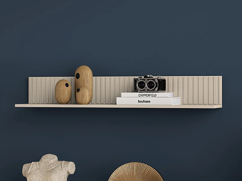 Mensola a muro - beige con listelli decorativi - 120 cm - CALETTO