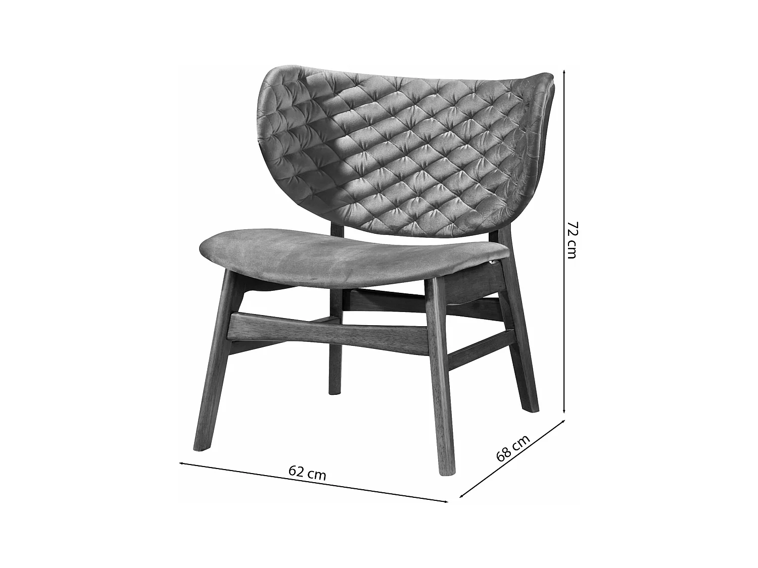 Fauteuil - en rose foncé avec pieds en bois - TURKUL