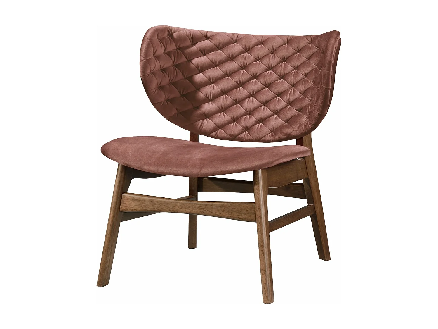 Fauteuil - en rose foncé avec pieds en bois - TURKUL