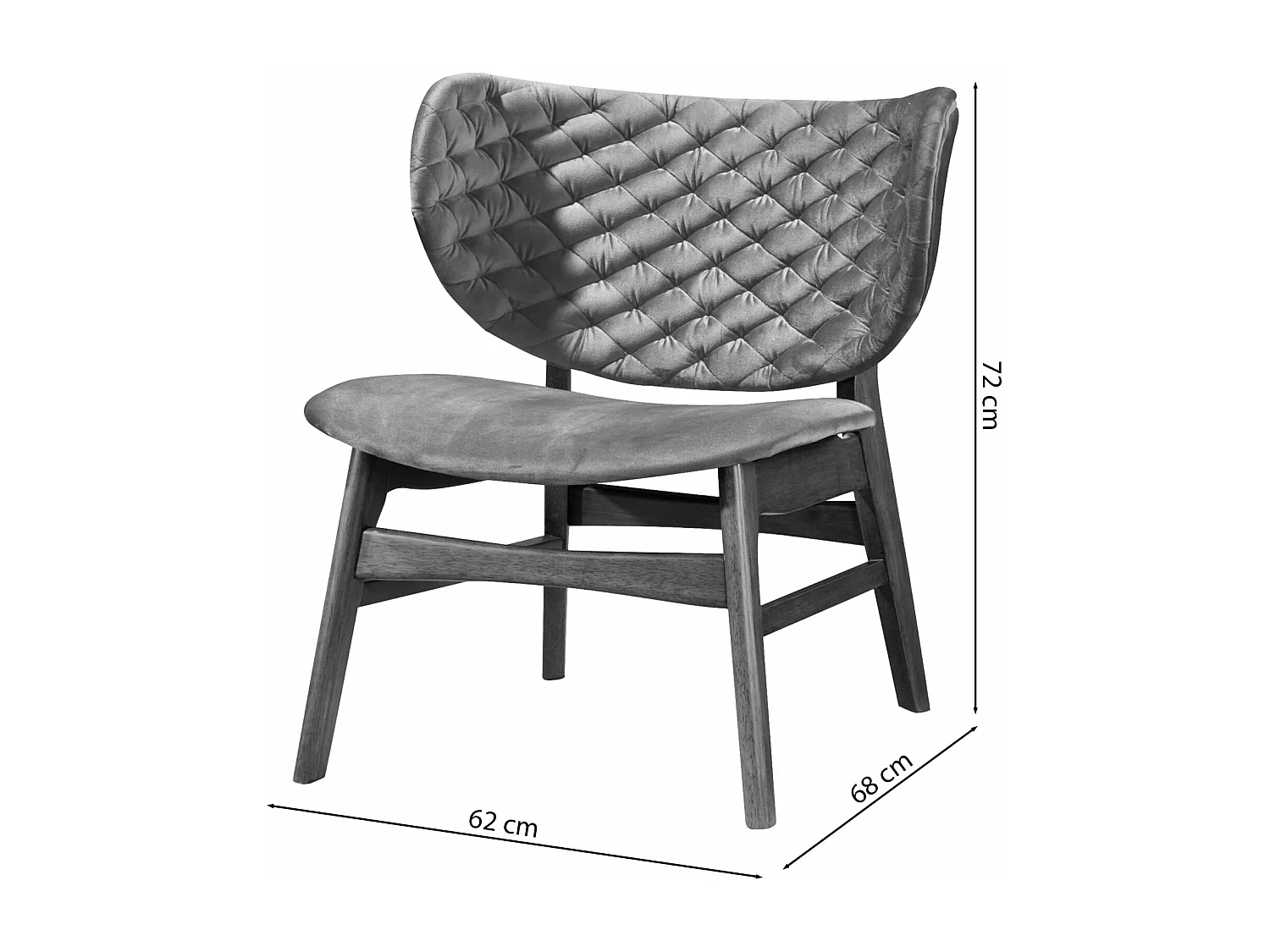 Fauteuil - en rose foncé avec pieds en bois - TURKUL