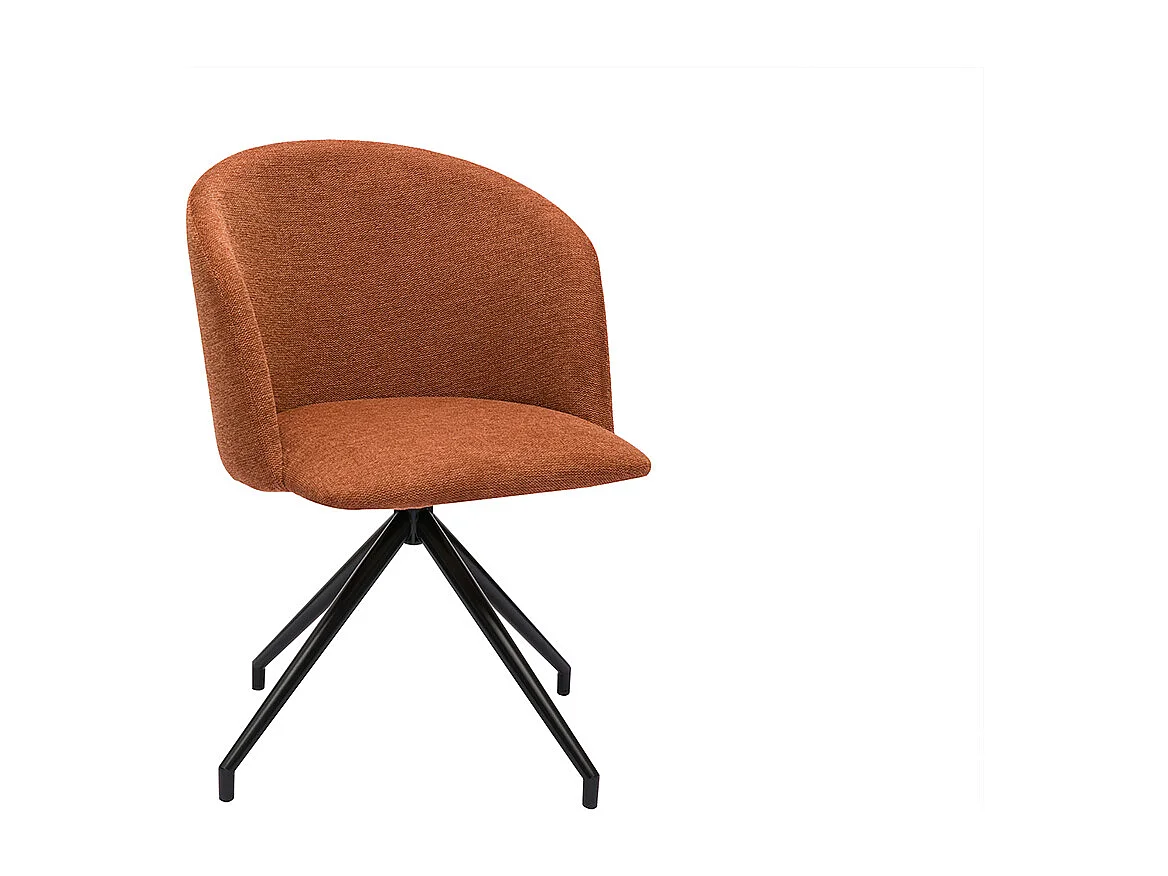 Sedia design girevole a 360° in velluto effetto tessuto terracotta e metallo nero VANITY