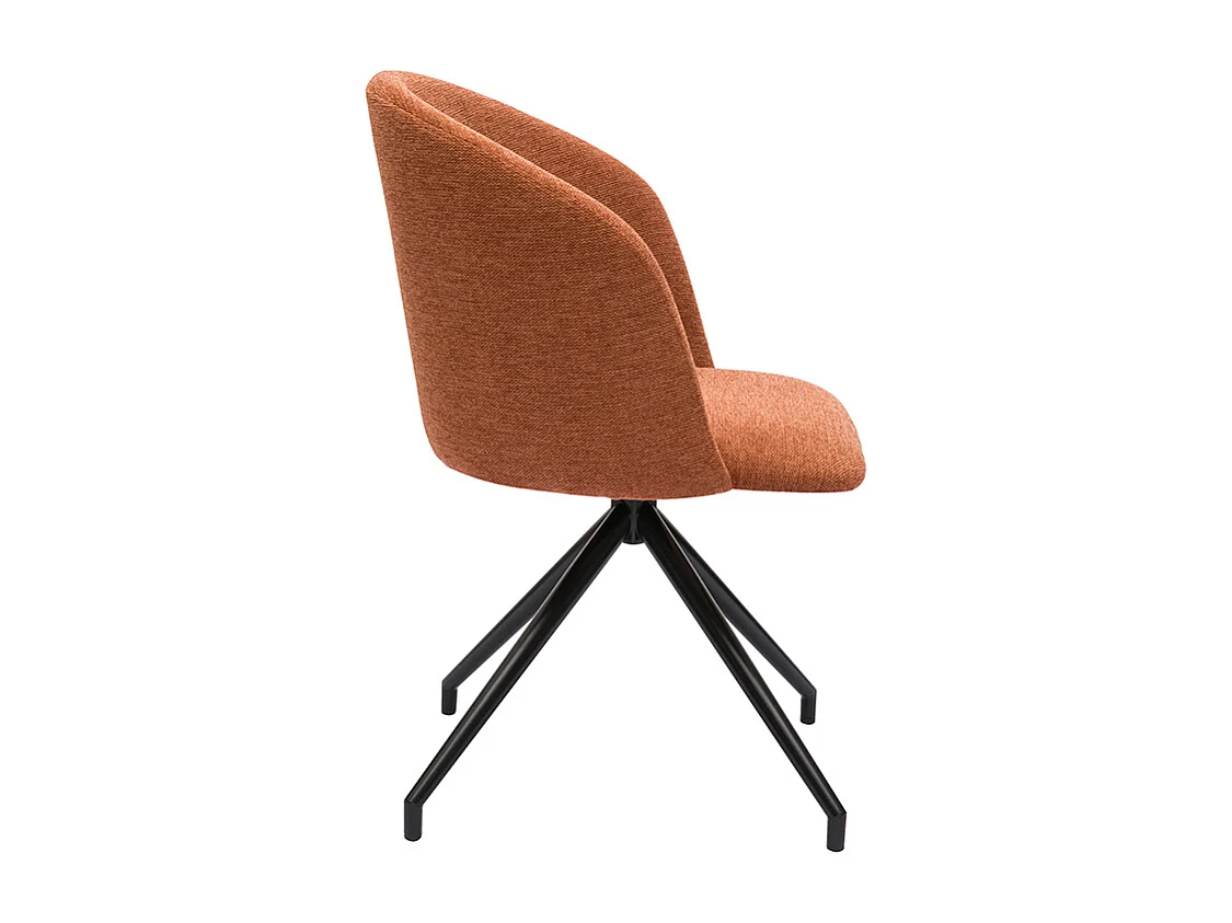 Sedia design girevole a 360° in velluto effetto tessuto terracotta e metallo nero VANITY