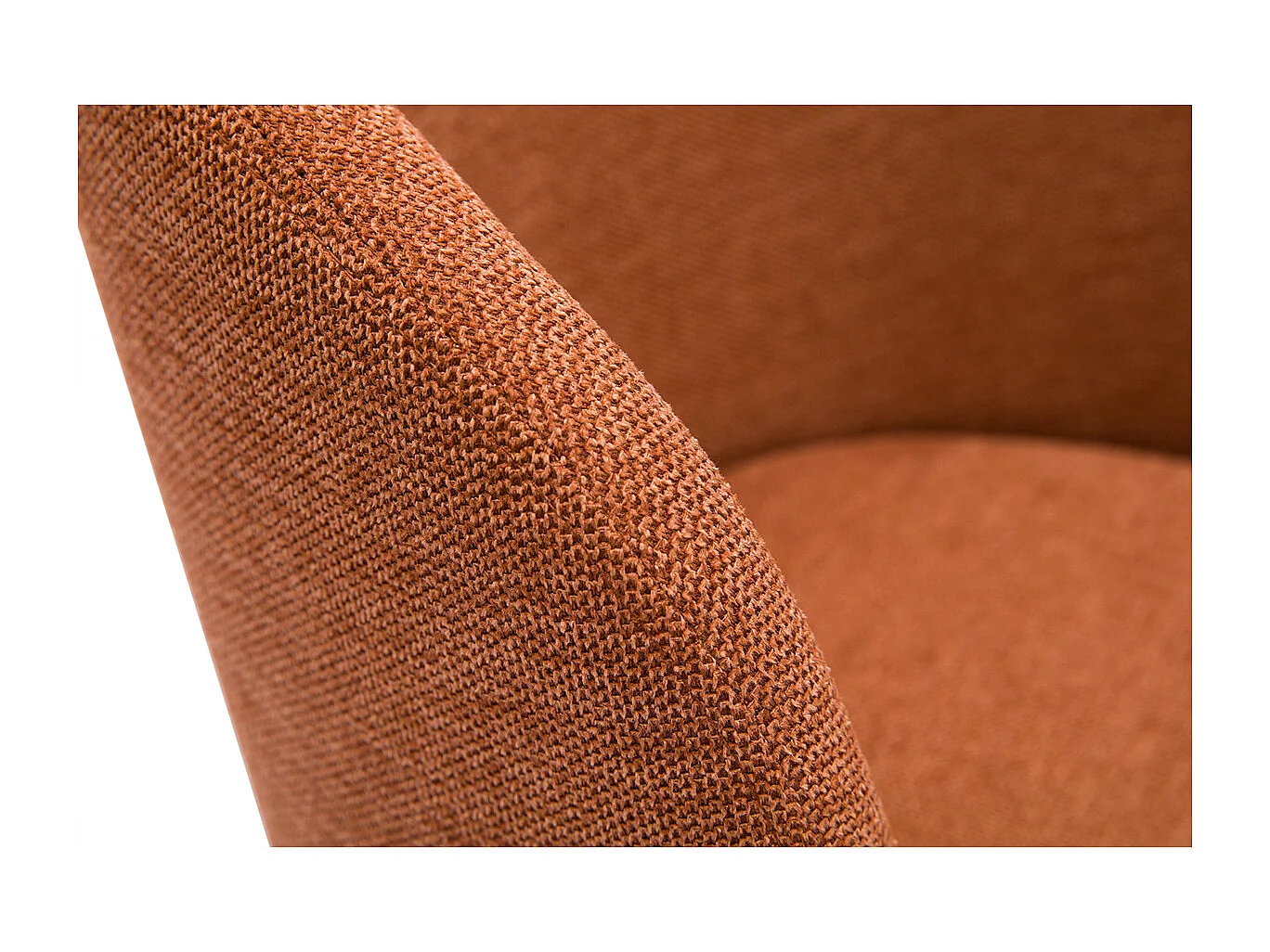 Chaise design pivotante 360° en tissu effet velours texturé terre brulée et métal noir VANITY