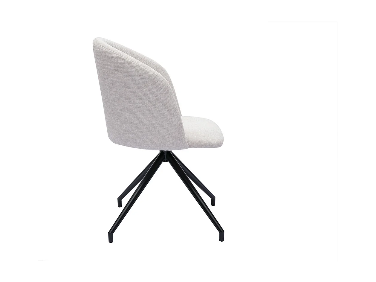 Design-Drehstuhl 360° aus beigem strukturiertem Samteffektstoff und schwarzem Metall VANITY