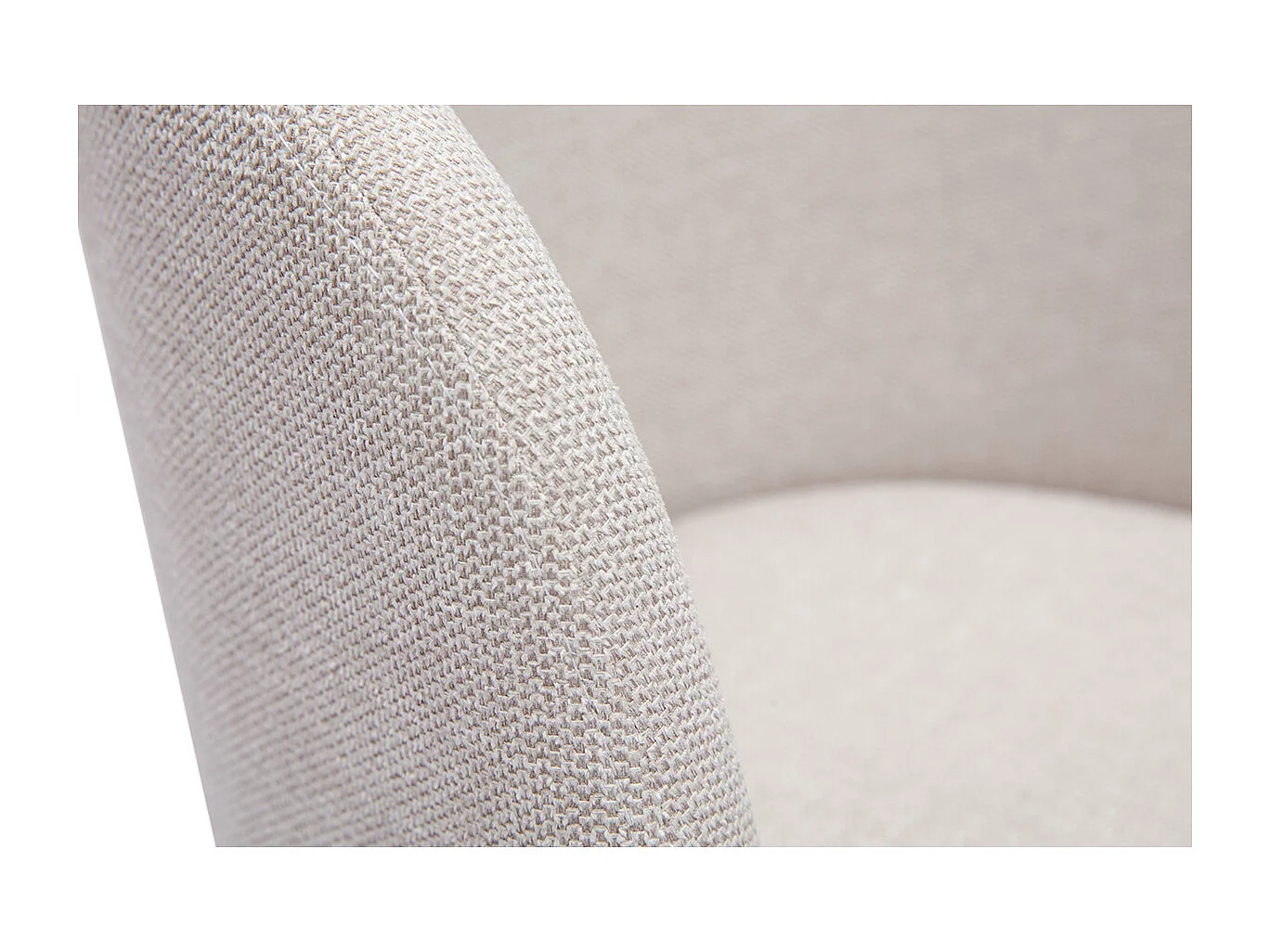 Design-Drehstuhl 360° aus beigem strukturiertem Samteffektstoff und schwarzem Metall VANITY