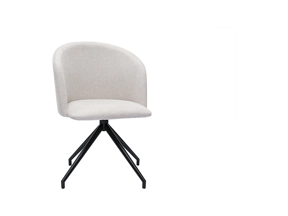 Chaise design pivotante 360° en tissu effet velours texturé beige et métal noir VANITY