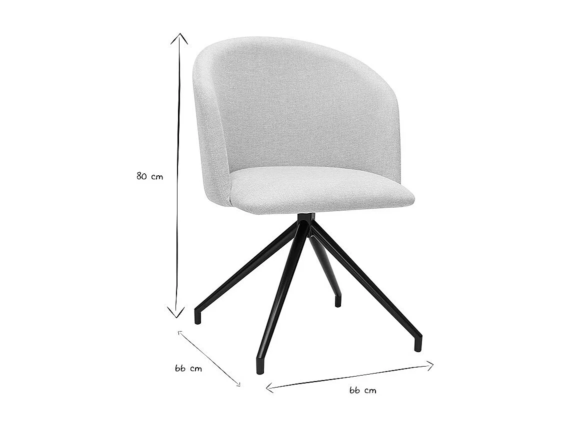 Silla de diseño giratoria 360° de terciopelo beige texturizado y metal negro VANITY