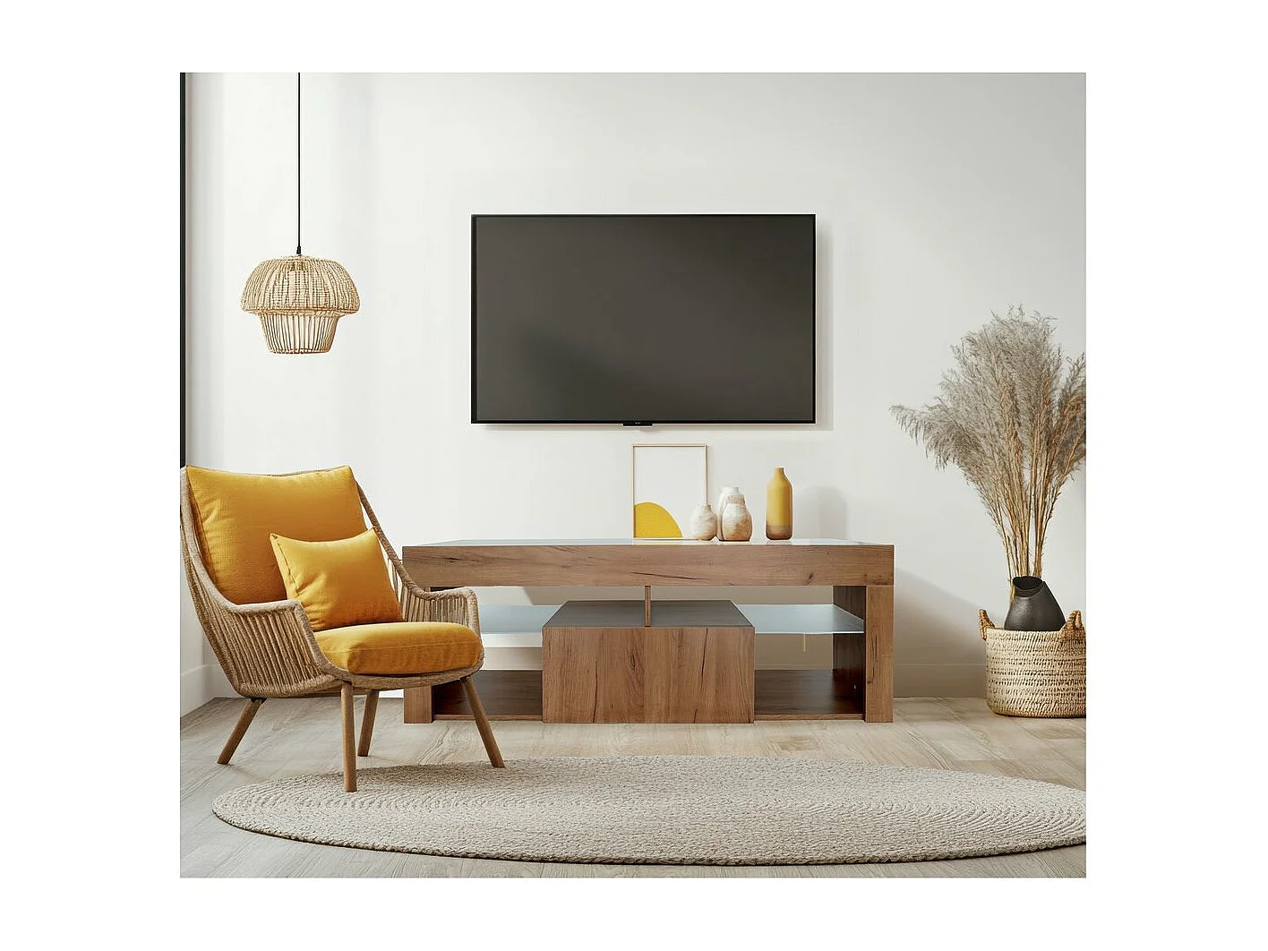 Designer TV-Möbel aus Holz "Hugo" - 140 x 40 x 50 cm - Braun