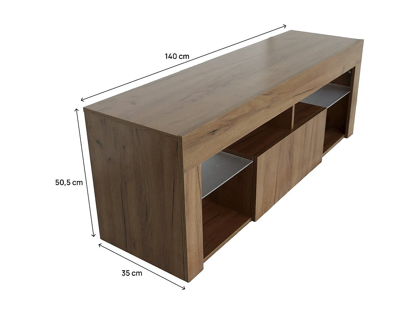 Designer TV-Möbel aus Holz "Hugo" - 140 x 40 x 50 cm - Braun