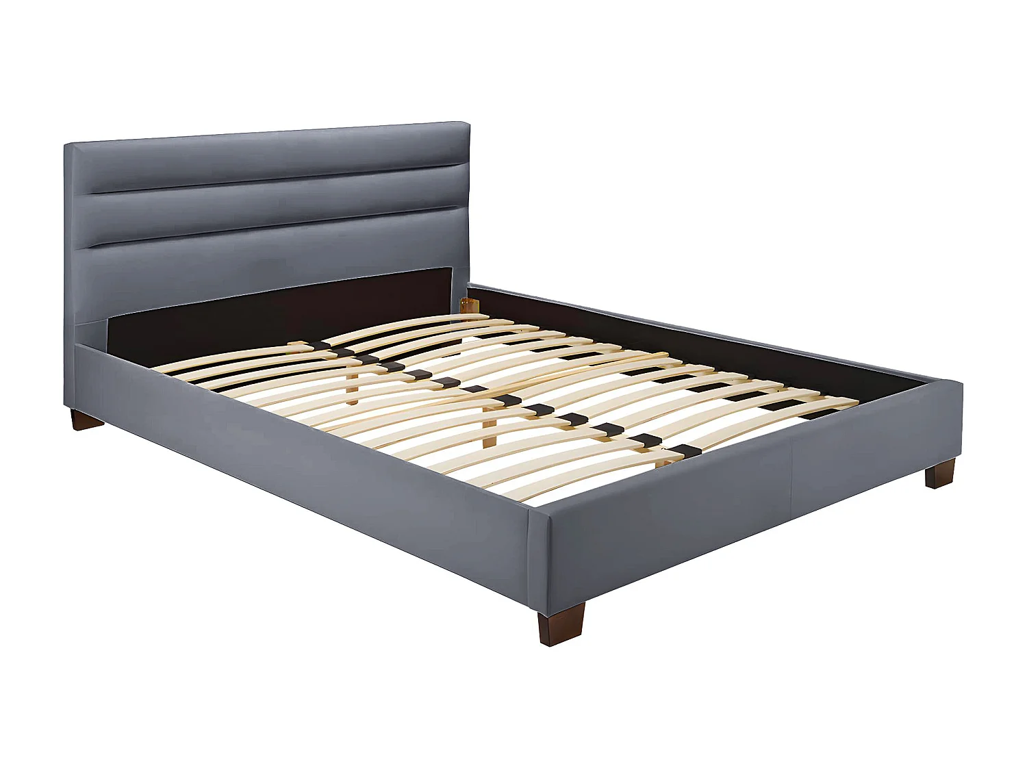 Bed 140 x 190 cm - Stof - Grijs - FAUSTIN