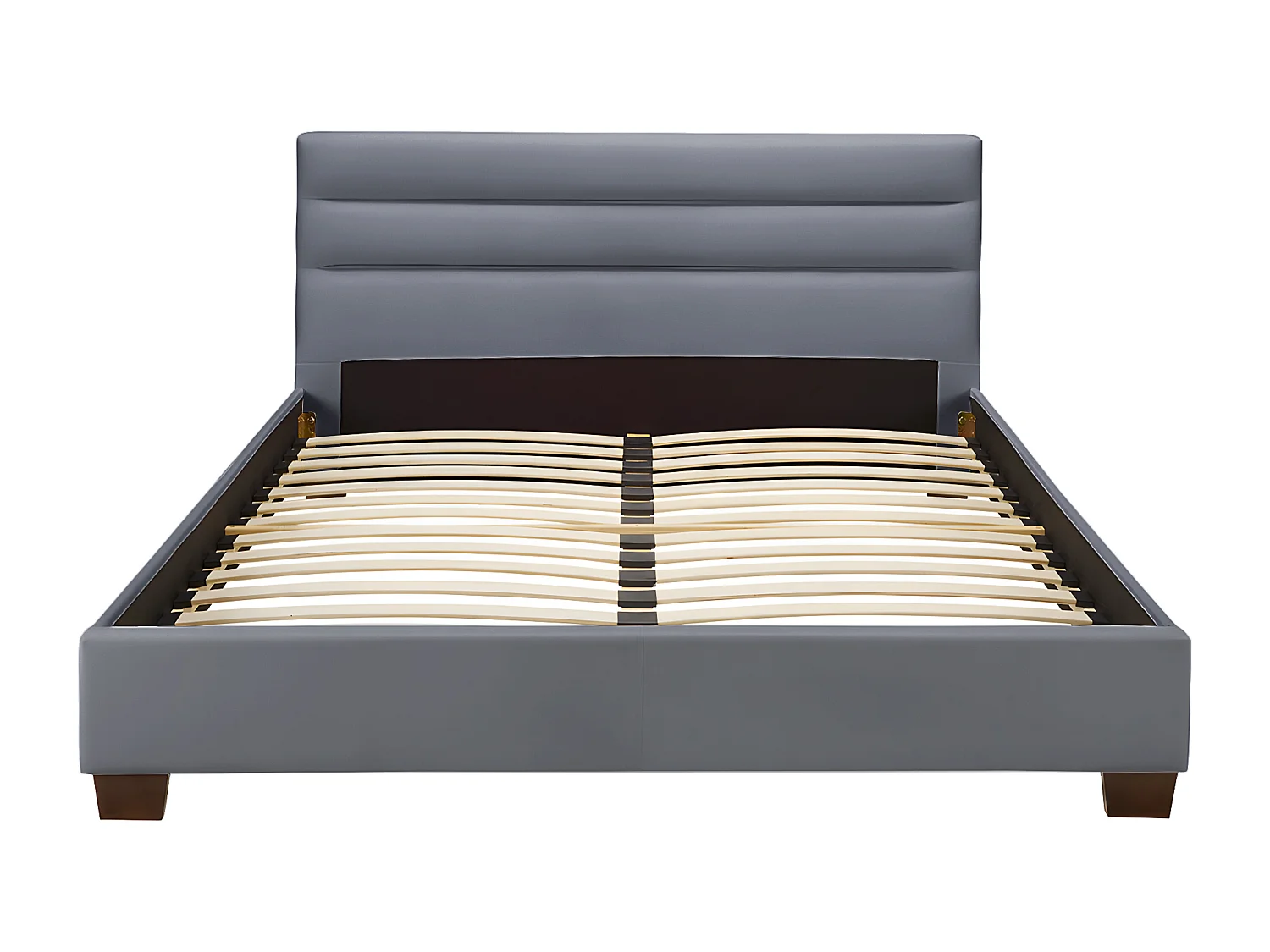 Lit 160 x 200 cm - Tissu - Gris - FAUSTIN