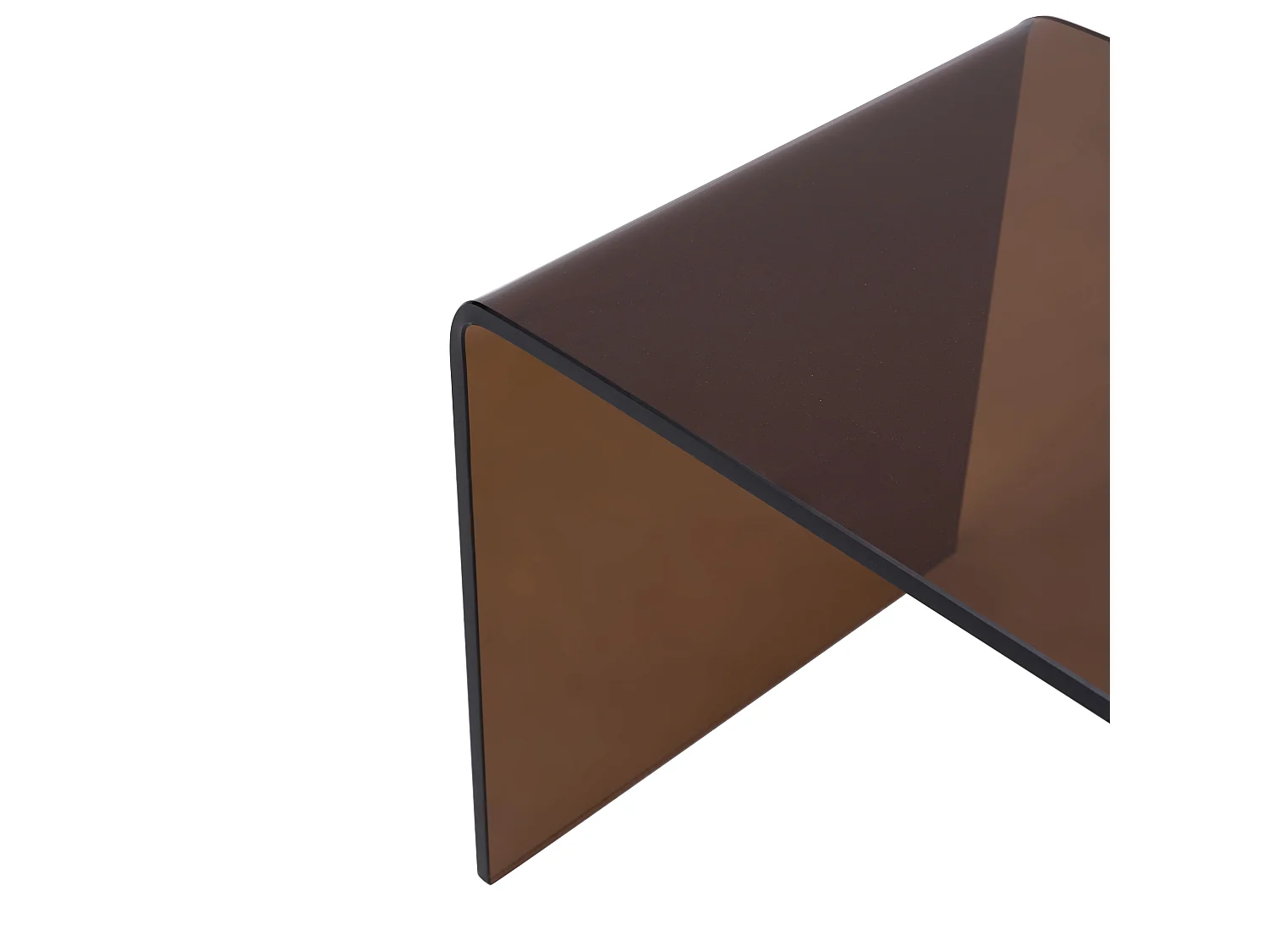 Table de chevet - Verre trempé courbé - Brun - SUZANA