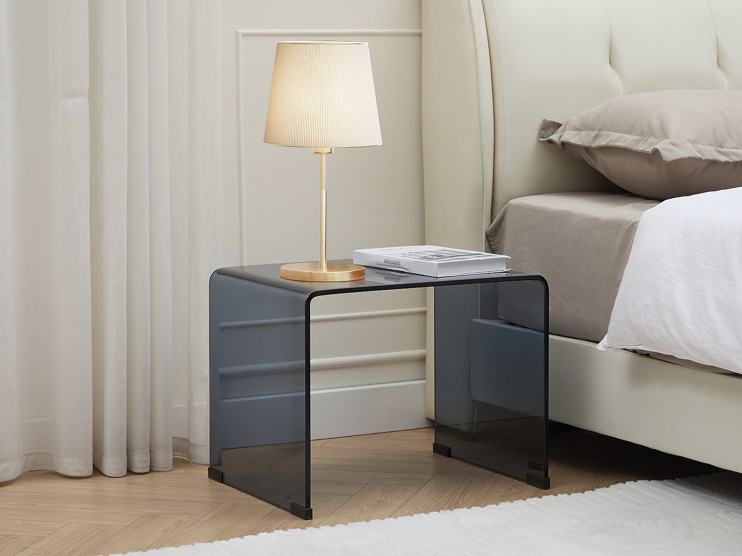 Nachttisch - gebogenes & getöntes Sicherheitsglas - SUZANA günstig online kaufen