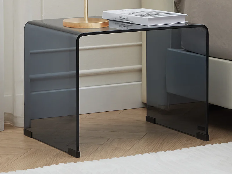 Comodino Vetro temperato curvo e fumé - SUZANA