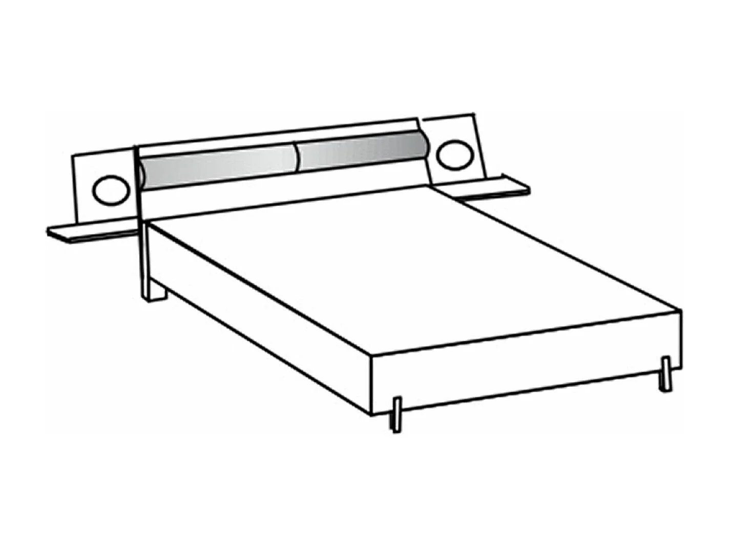 Lit adulte double 180 x 200 + 2 chevets coloris graphite, lamelles imitation chêne Artisan - Longueur 301 x Hauteur 104 x Profondeur 210 cm 