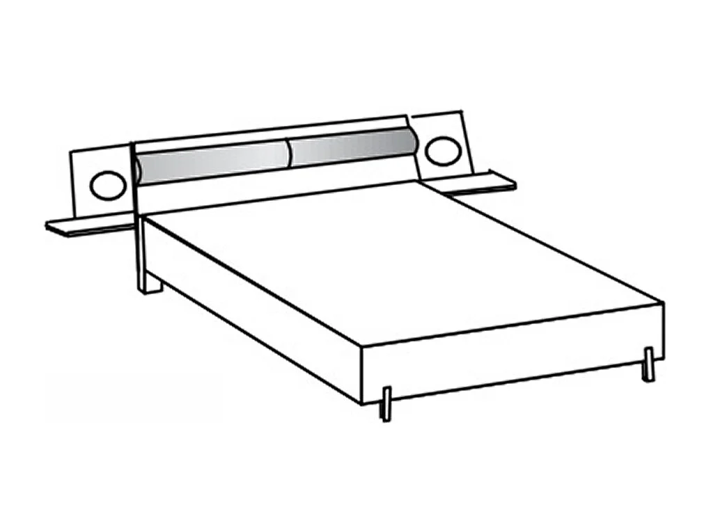 Lit adulte + 2 tables de chevets coloris blanc, rechampis imitation bois - Longueur 260 x Hauteur 95 x Profondeur 210 cm 