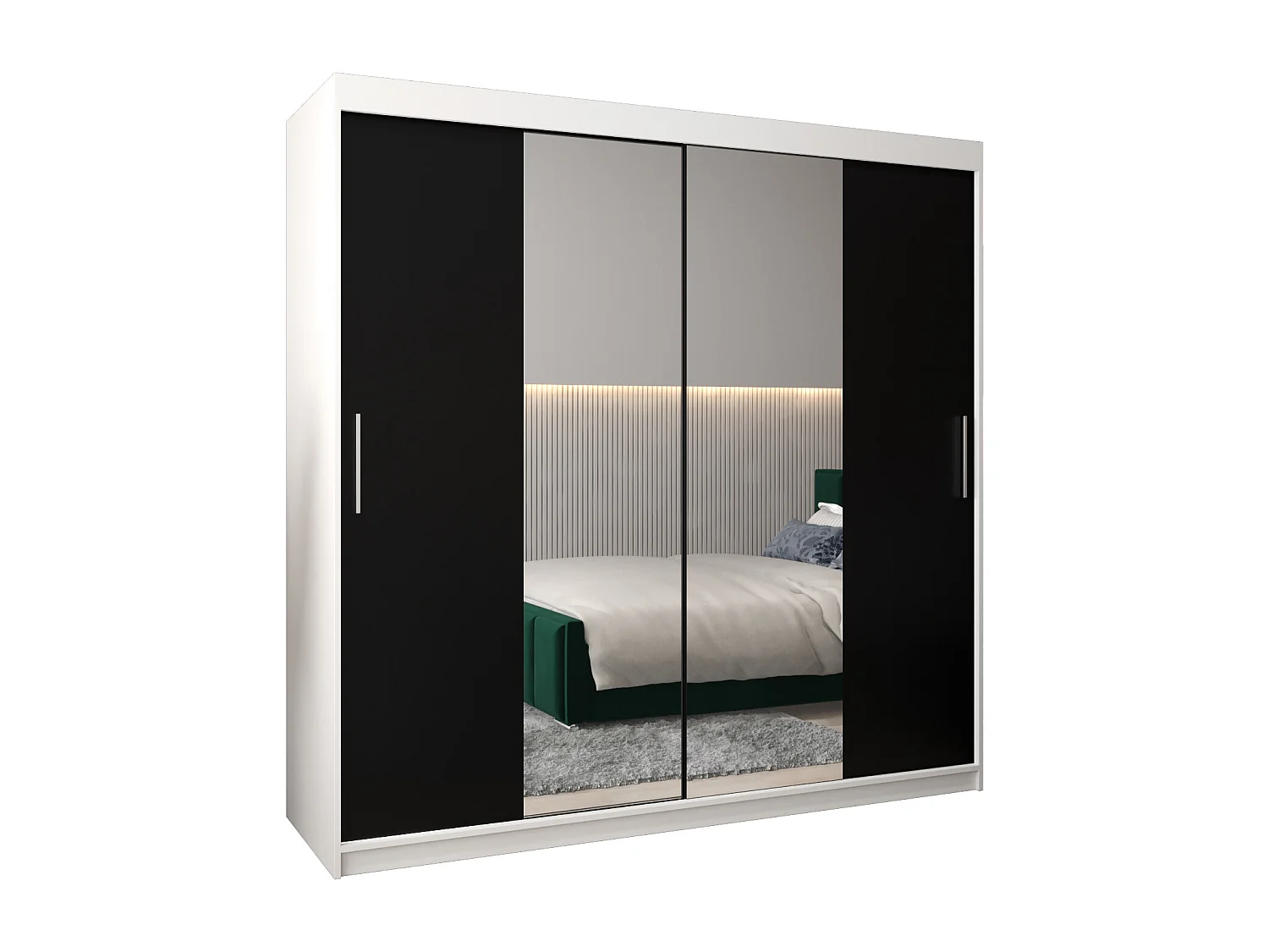 Armoire Tokyo 1 À Portes Coulissantes 200/200/62 2 portes (Blanc/Noir)