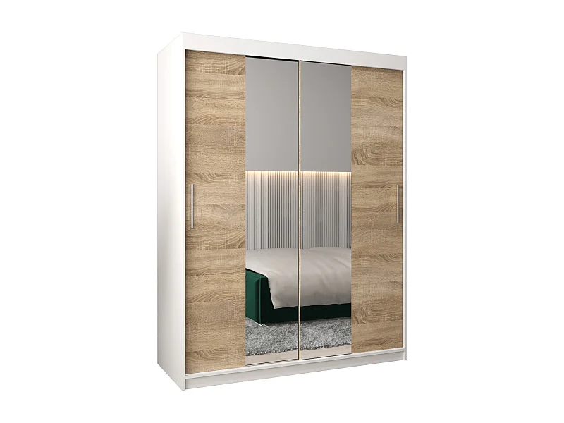 Tokyo 1 kledingkast met schuifdeuren 200/150/62 2 deuren (wit/sonoma)