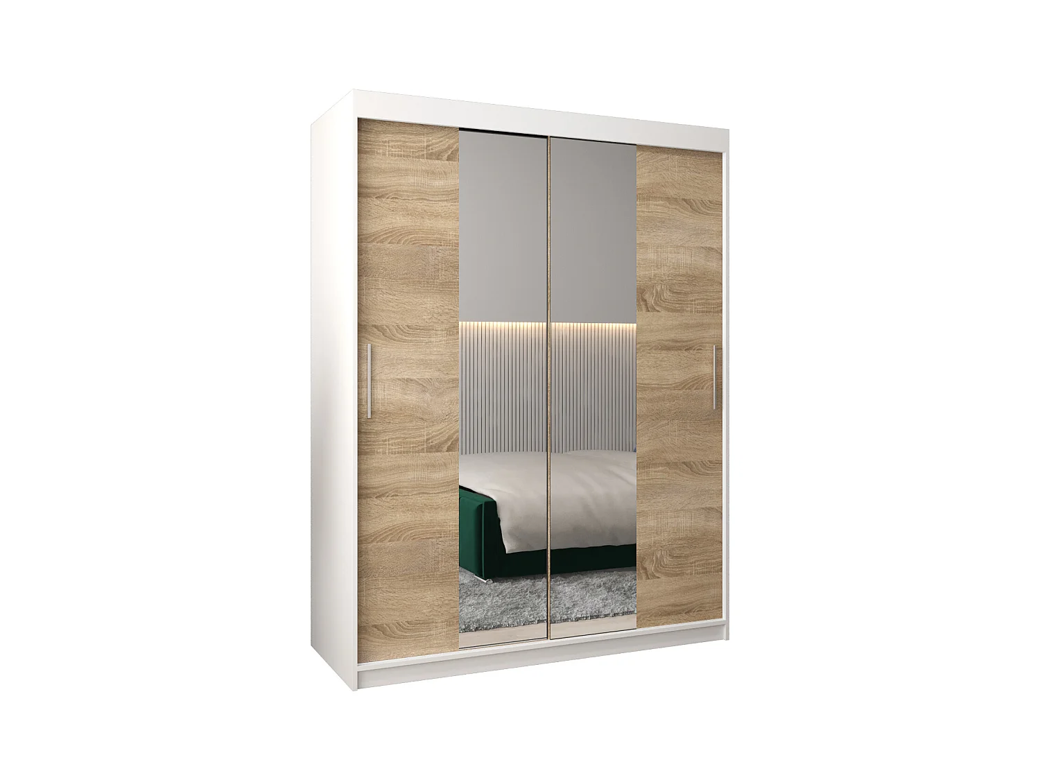 Schwebetürenschrank Tokyo 1 200/150/62 2-Türig (Weiß/Sonoma)